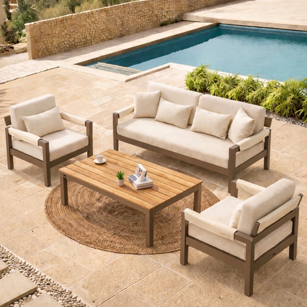 70101BT00033_0 Outdoor Sofa Set BT Corfu 3+1+1+Coffee Table Cappu - Image 1