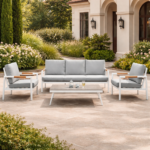 Outd Sofa Set CC C-J24001 White +Cush Light Grey