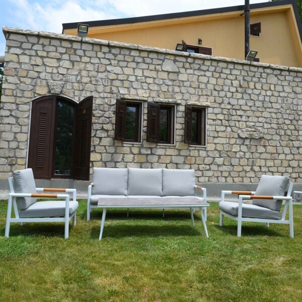 Outd Sofa Set CC C-J24001 White +Cush Light Grey