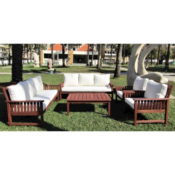 Outdoor Sofa Set Furniture 094/8 Wood + Cush Beige