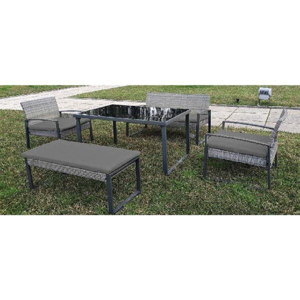 Outdoor Sofa Set Furniture 614118 Grey + Grey