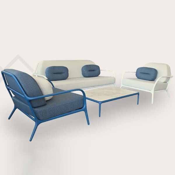 Outdoor Sofa Set M?wee Xaloc 3+1+1+T Blue & white