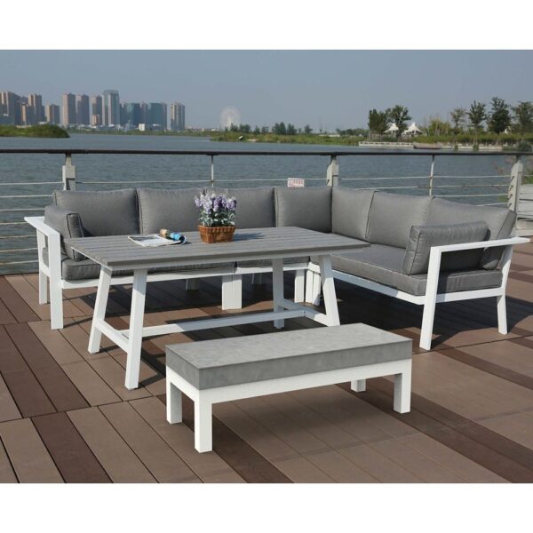 Outdoor Sofa Set Furniture 3064 White + Grey