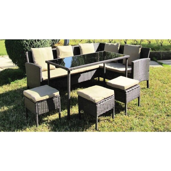 Outdoor Sofa Set Furniture 93 Wenge + Cush Beige