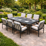 Outd Dining Set CC 1+8 C-J24002 Grey +Cush Off Wh