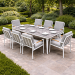 Outd Dining Set CC 1+8 C-J24002 White + Cush White