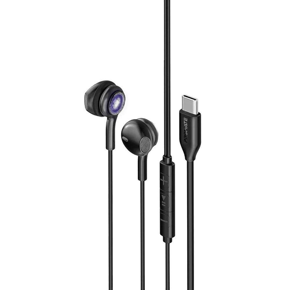 10805PRM0010_0 Earphones Promate Lumibuds-C Black - Image 1