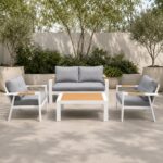 outd sofa set FF 190813-4H WHITE +CUSH GREY