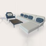 Corner+2tables +Armchair Mowee Xaloc Blue & White - Image 2