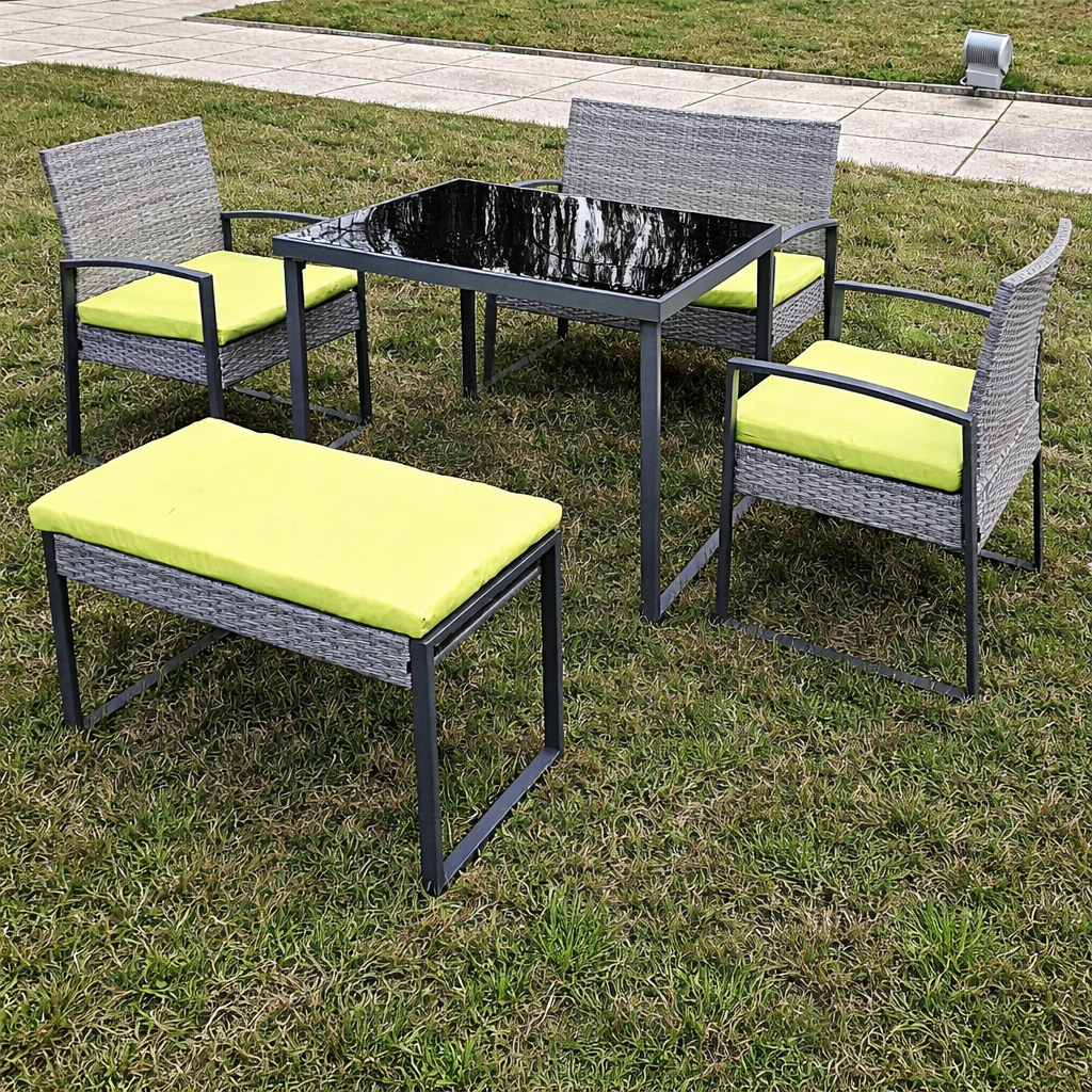 70101fur0127 Outdoor Sofa Set Furniture 614118 Grey +Cush Green - Image 1