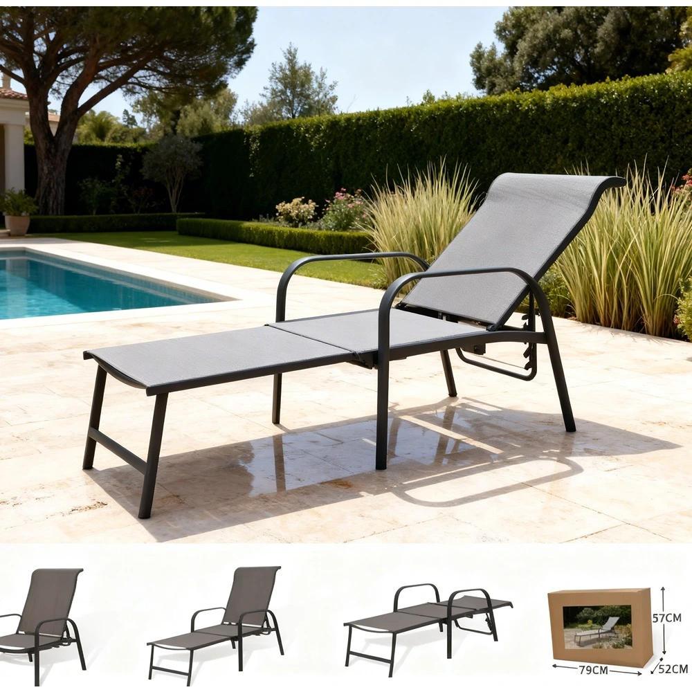 70107FUR0017_0 Sunlounger Furniture 159SL Grey - Image 1