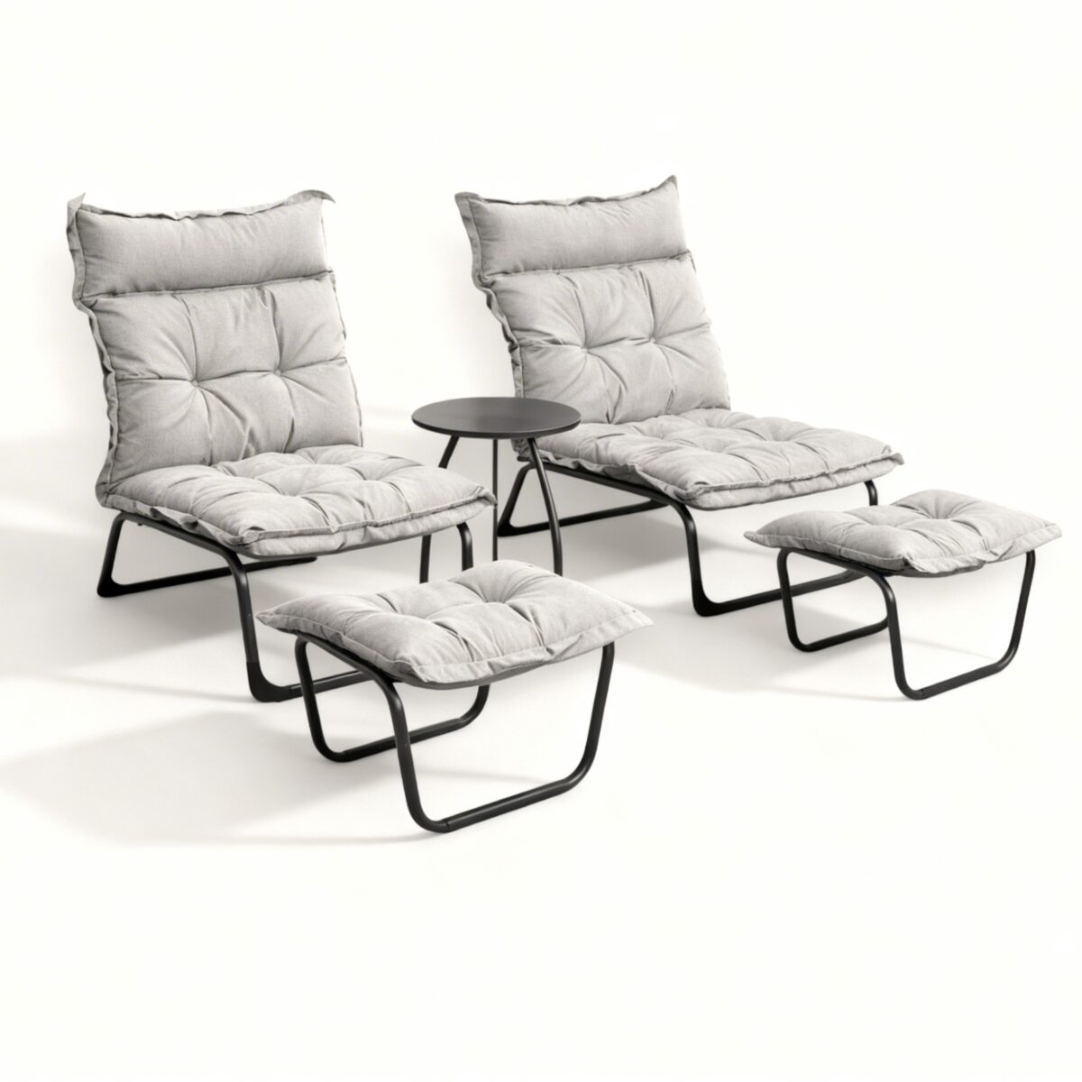 Set of 2 Armchairs FF S1812 Light Grey+Pouf - Image 2