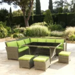 Corner Furniture 9504+3POUF Brown + Cushion Beige