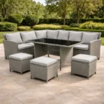 Outd Sofa Set Furniture 9504+3POUF Grey +Cush Grey