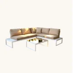 Outdoor Sofa Set Furniture 5119 White-Greige - Image 2
