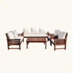 Outdoor Sofa Set Furniture 094/8 Wood + Cush Beige - Image 2