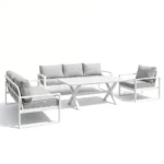 outd sofa set Furniture 7402-8 WHITE +CUSHION GREY - Image 2