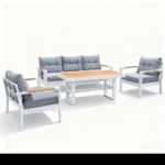 outd sofa set Furniture 190813-7H WHITE +CUSH GREY - Image 2