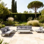 Corner Furniture PARIS White + Cushion Grey