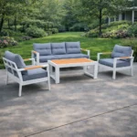 outd sofa set Furniture 190813-4H WHITE +CUSH GREY