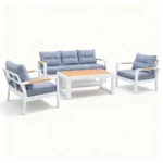 outd sofa set Furniture 190813-4H WHITE +CUSH GREY - Image 2