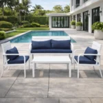 outdoor sofa set Furniture 4001 WHITE+ CUSH GREY