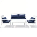 outdoor sofa set Furniture 4002 WHITE+ CUSH GREY - Image 2