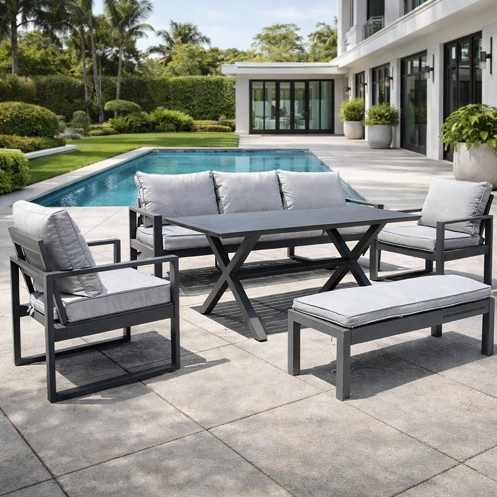 70101FUR0206_0-2-1.webp Outdoor Sofa Set Furniture 7402-5 Bench Full Grey - Image 1
