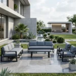 Outdoor Sofa Set Furniture 61939/8 Black+Cush Grey