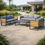 Outdoor Sofa Set Furniture 5059-8 Black+Cush Grey