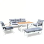 Outd Sofa Set Furniture 190813-5H-BENCH White+Grey - Image 2