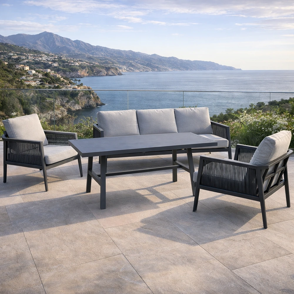 70101FUR0235_0-1.webp Outdoor Sofa Set Furniture 7586-5 Black+Cush Grey - Image 1