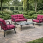 Outdoor Sofa Set Furniture BM30 Grey+Cushion Pink