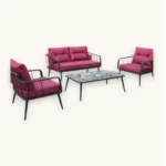 Outdoor Sofa Set Furniture BM30 Grey+Cushion Pink - Image 2