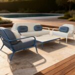 Outdoor Sofa Set Mowee Xaloc 3+1+1+T Blue & white
