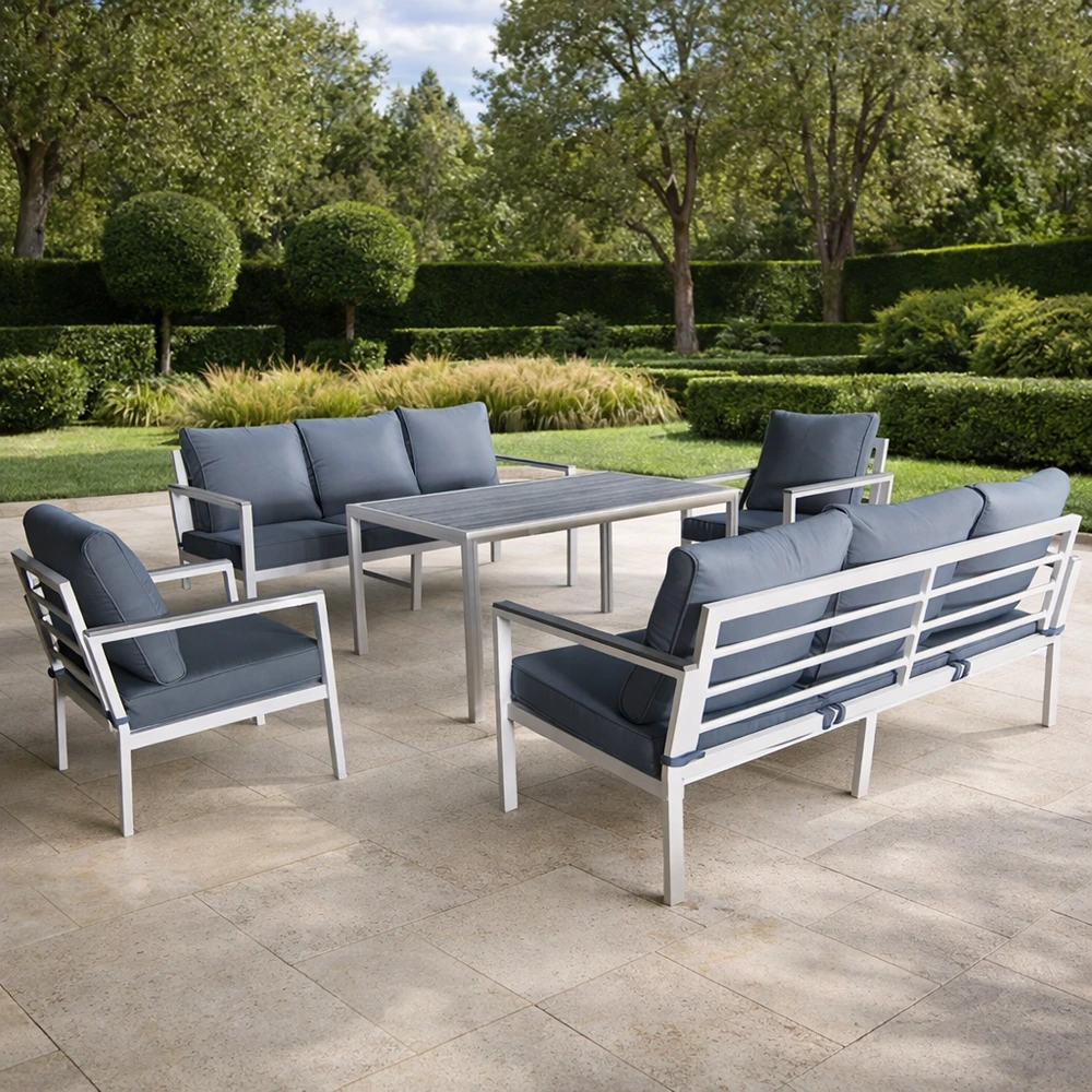 70101fur0075_0-1.webp outdoor sofa set Furniture 7419-2 WHITE +CUSH GREY - Image 1