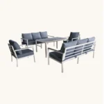 outdoor sofa set Furniture 7419-2 WHITE +CUSH GREY - Image 2