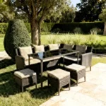 Outdoor Sofa Set Furniture 93 Wenge + Cush Beige