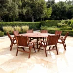 Outd Dining Set Furniture 124/225Wooden+Cush Beige