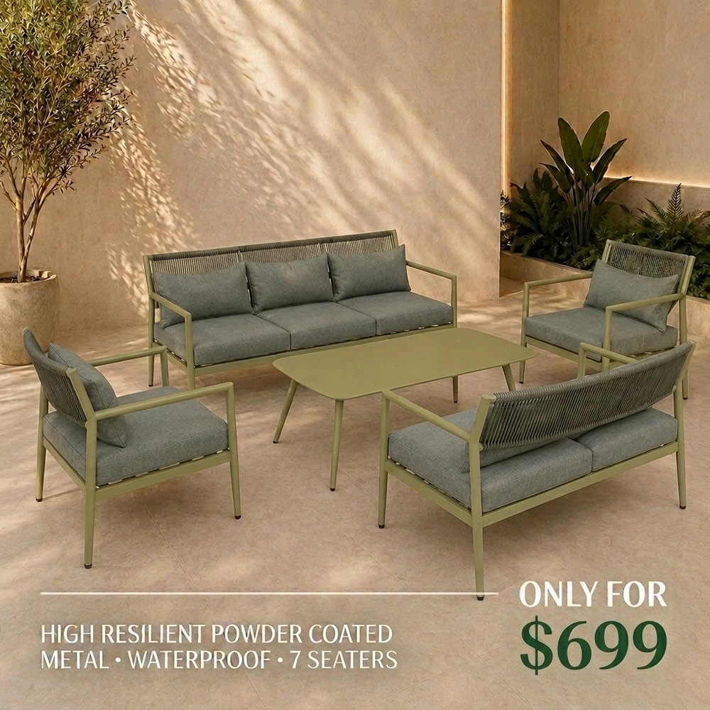 70101HF00077.webp Outdoor Sofa Set HF RBM-2510-Green - Image 1