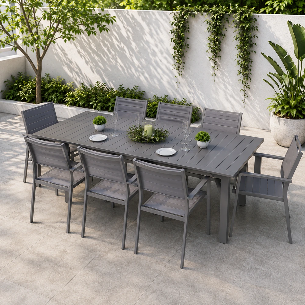OUT-DNST-FUR-0014_0.webp Outdoor Dining Set FF 7436/201-8 dark gray - Image 1