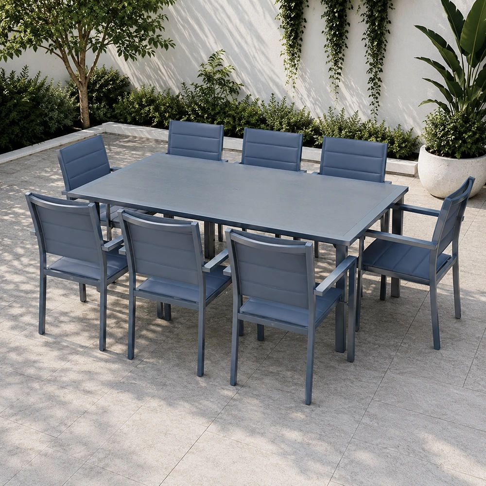 OUT-DNST-FUR-0025_0.webp Outdoor Dining Set FF 115TL/201-8 dark gray - Image 1