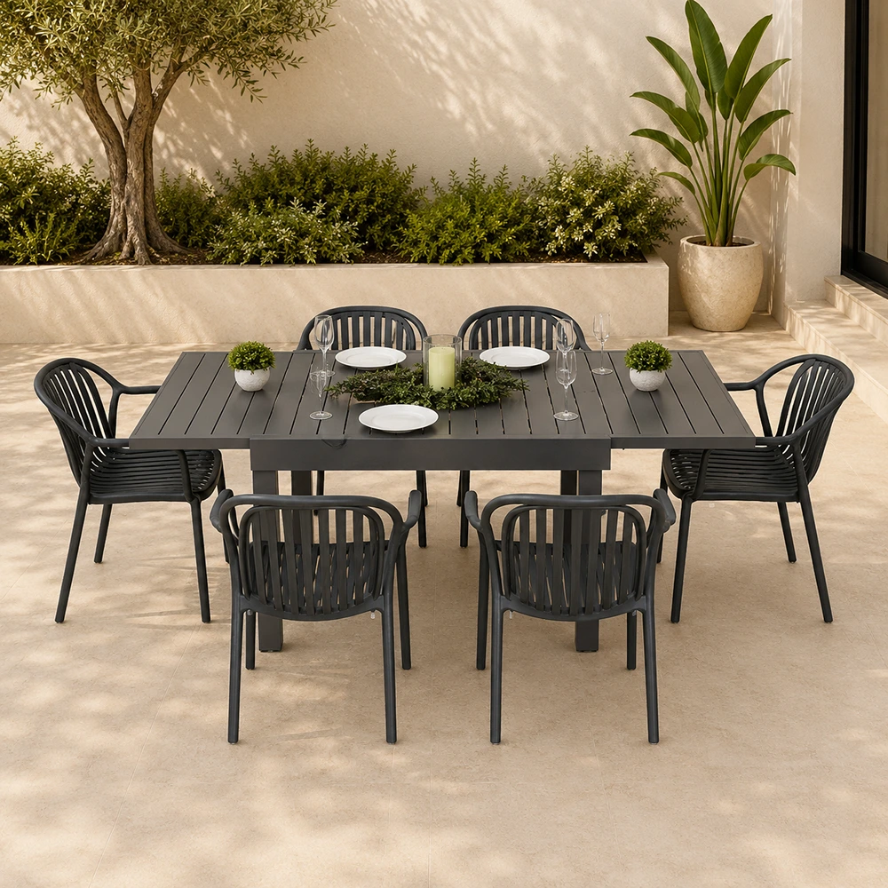 OUT-DNST-FUR-0034_0.webp Outdoor Dining Set FF 7488TS/PP879A-6 Grey - Image 1