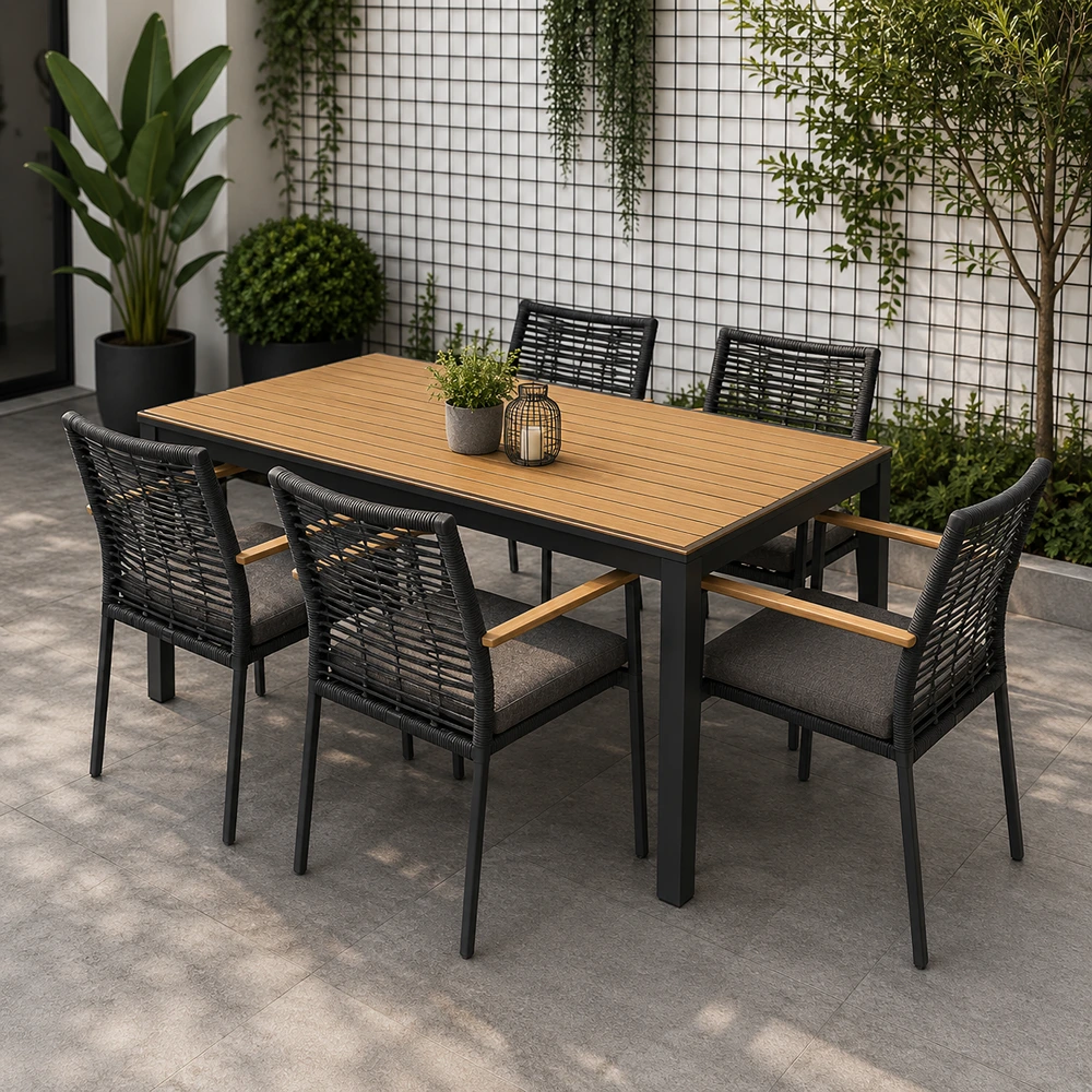 OUT-DNST-FUR-0048_0.webp Outdoor Dining Set FF TS086T/TS135C dark gray - Image 1