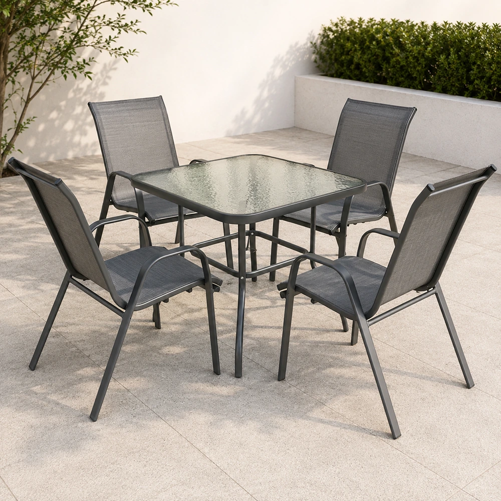 OUT-DNST-FUR-0078_0.webp Outdoor Dining Set FF 010/016-Square Dark gray - Image 1