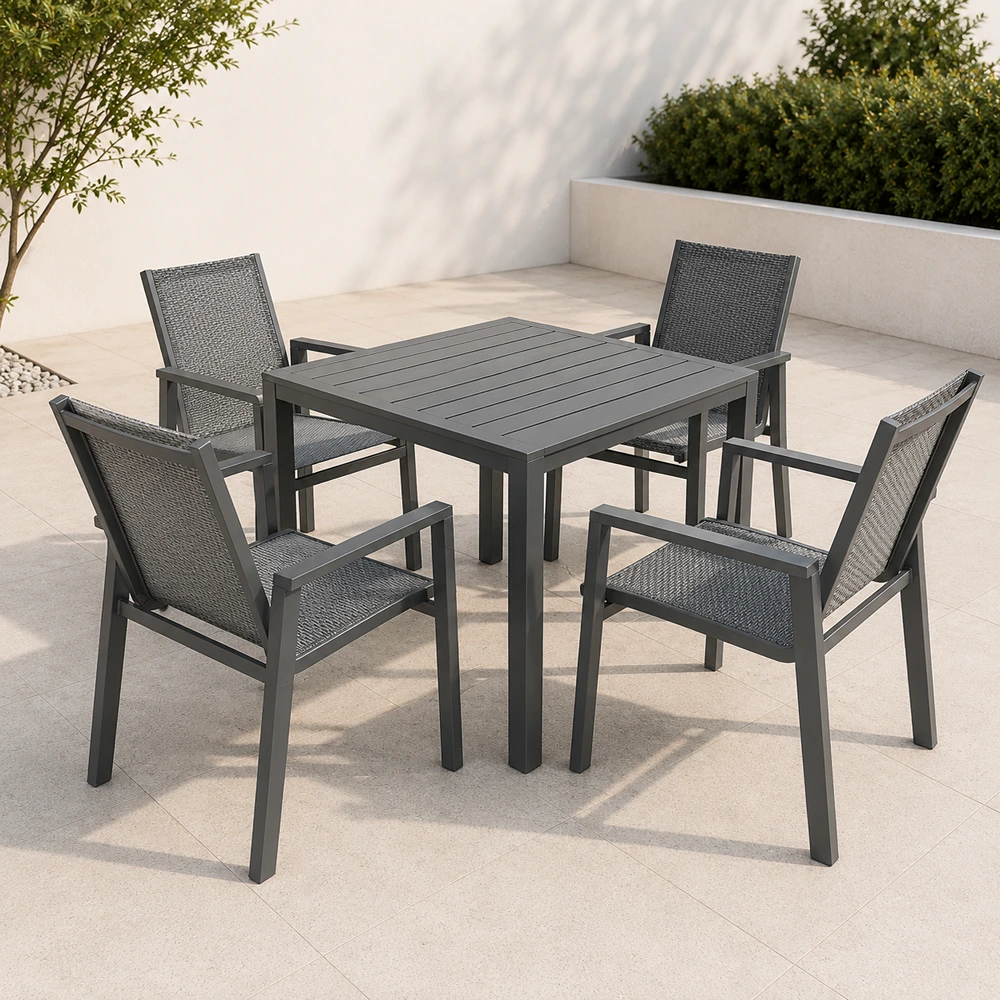 OUT-DNST-FUR-0080_0.webp Outdoor Dining Set FF 4509S/5049-4 dark gray - Image 1