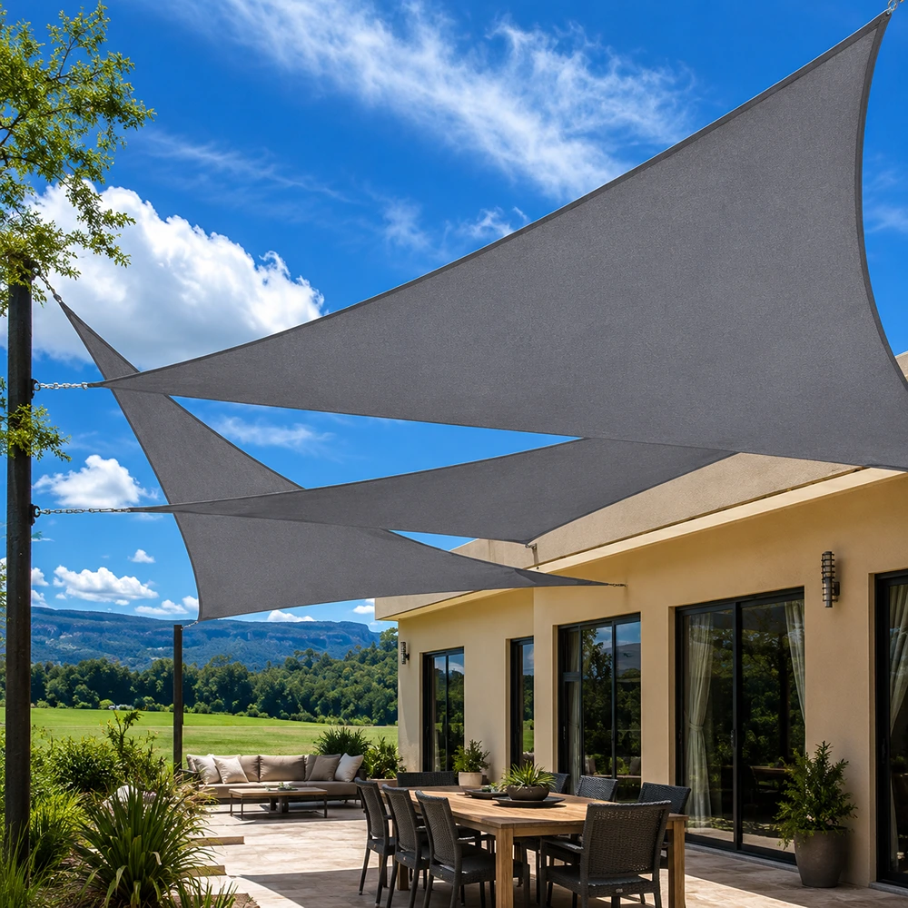 OUT-SAIL-FUR-0004_0 Shade Sail FF 5*5*5M Triangle Grey - Image 1