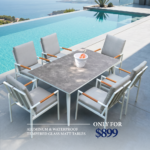 Outd Dining Set CC 1+6 C-J24002 White +Cush Grey