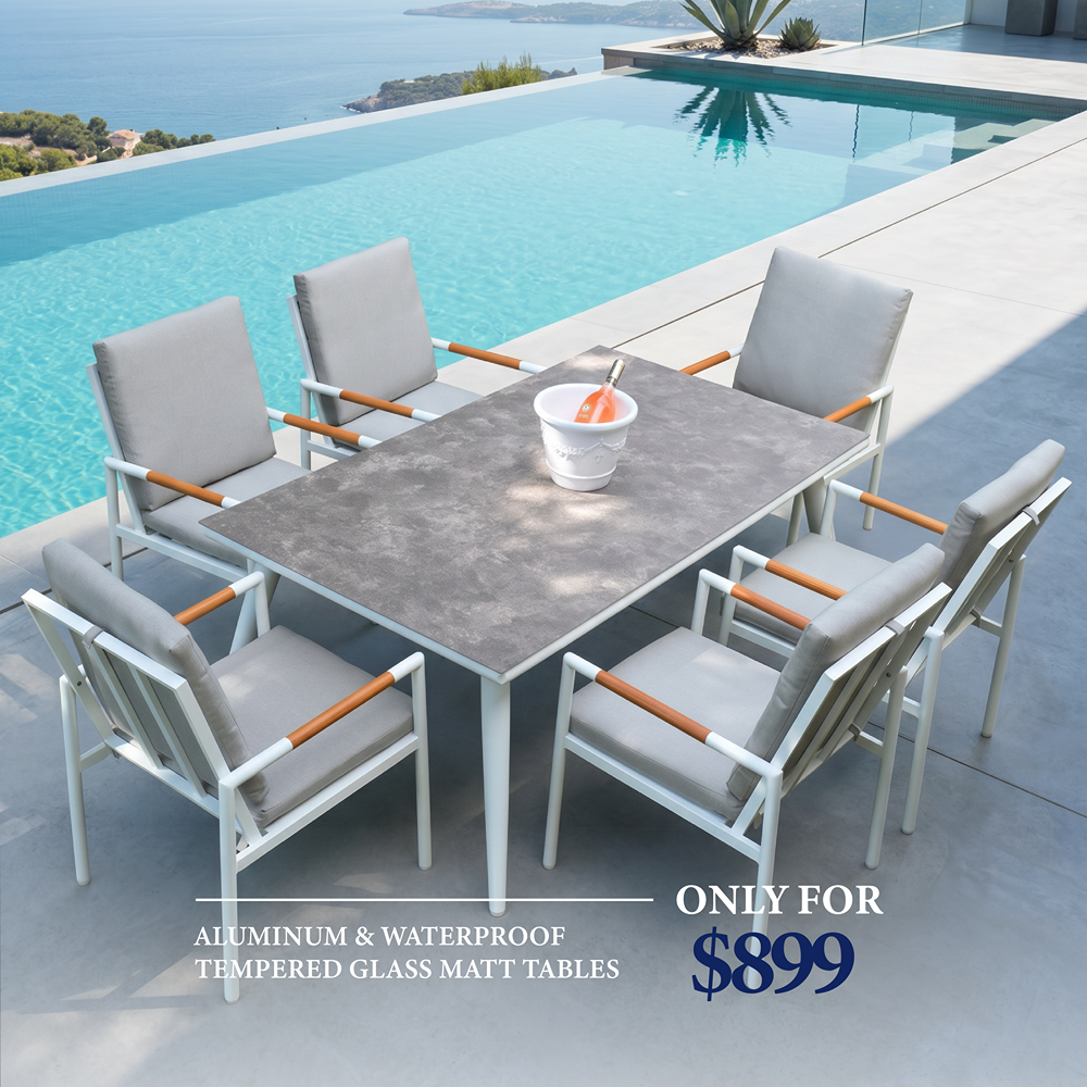 70102CC00002_0 Outd Dining Set CC 1+6 C-J24002 White +Cush Grey - Image 1