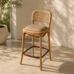Set of 2 Bar Chairs DI DF25-RA-02 Teak Wood